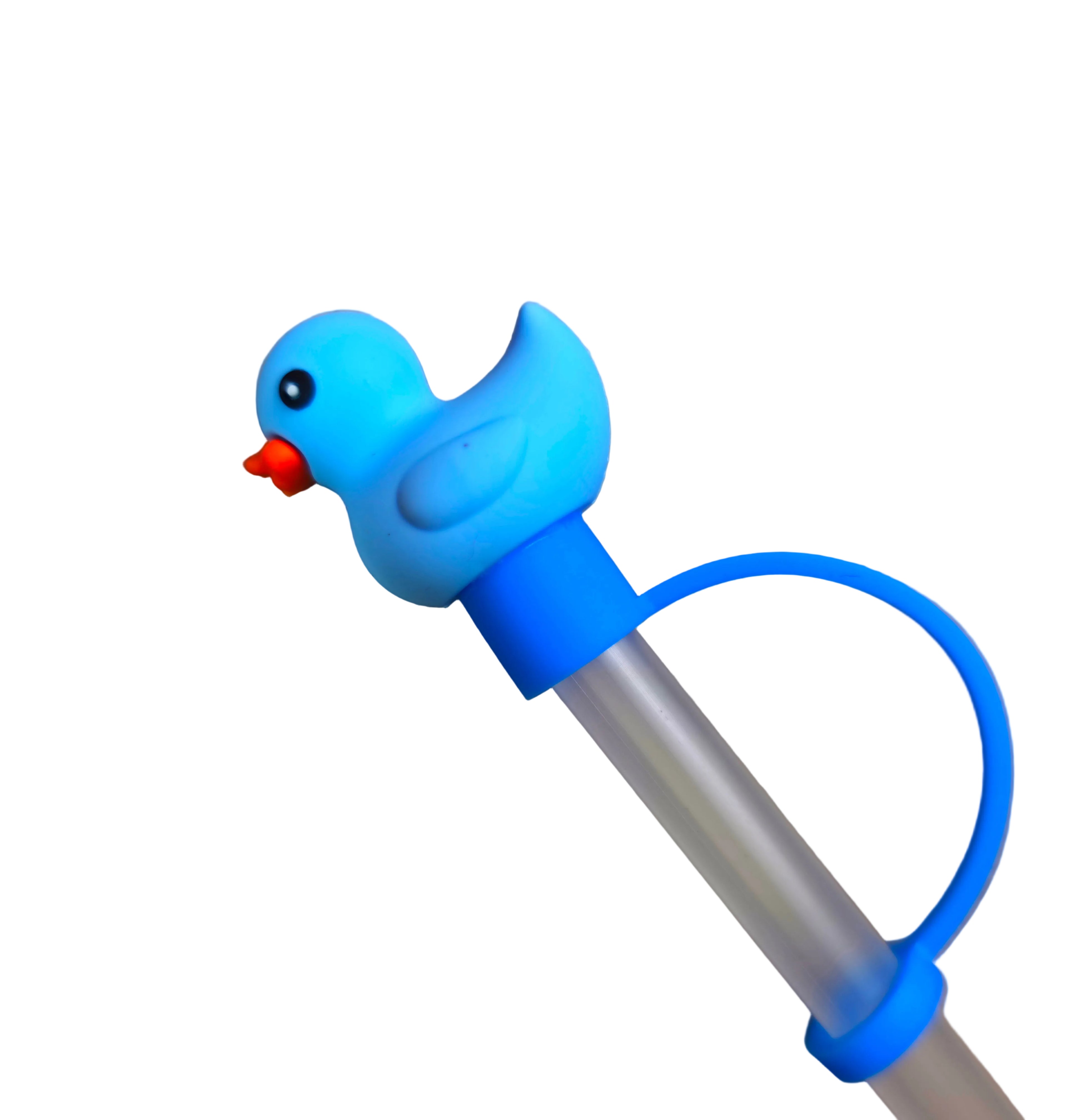 Sippyduc Blue 3D 8mm Straw Topper  Charm [silicone]