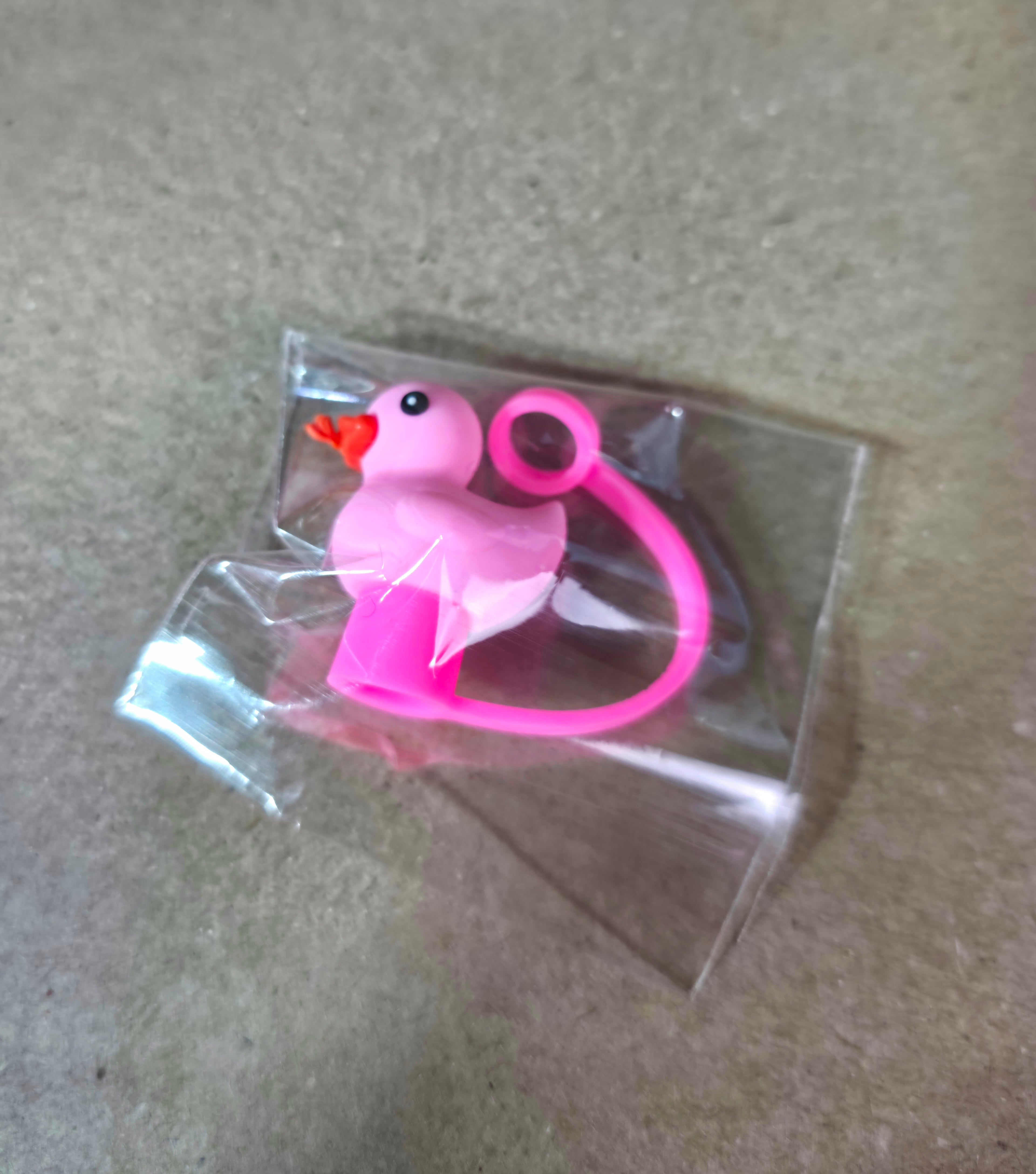 Sippyduc Pink 3D 8mm Straw Topper  Charm [silicone]