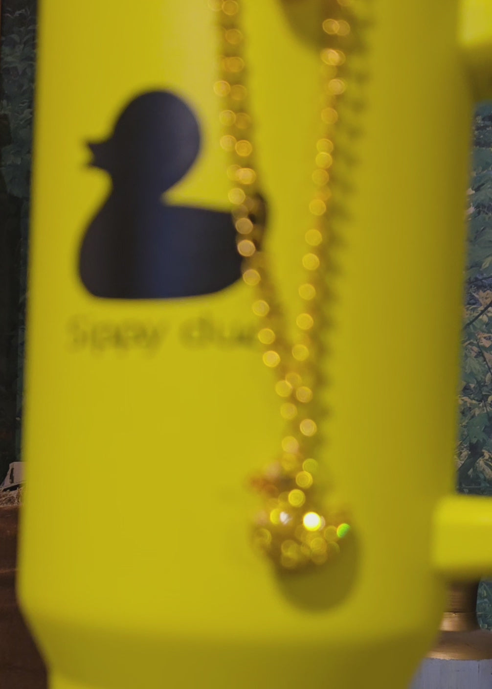 SippyDuc Duck Charm Necklace – Shiny Gold Chain with Sparkly Yellow Duck Charm